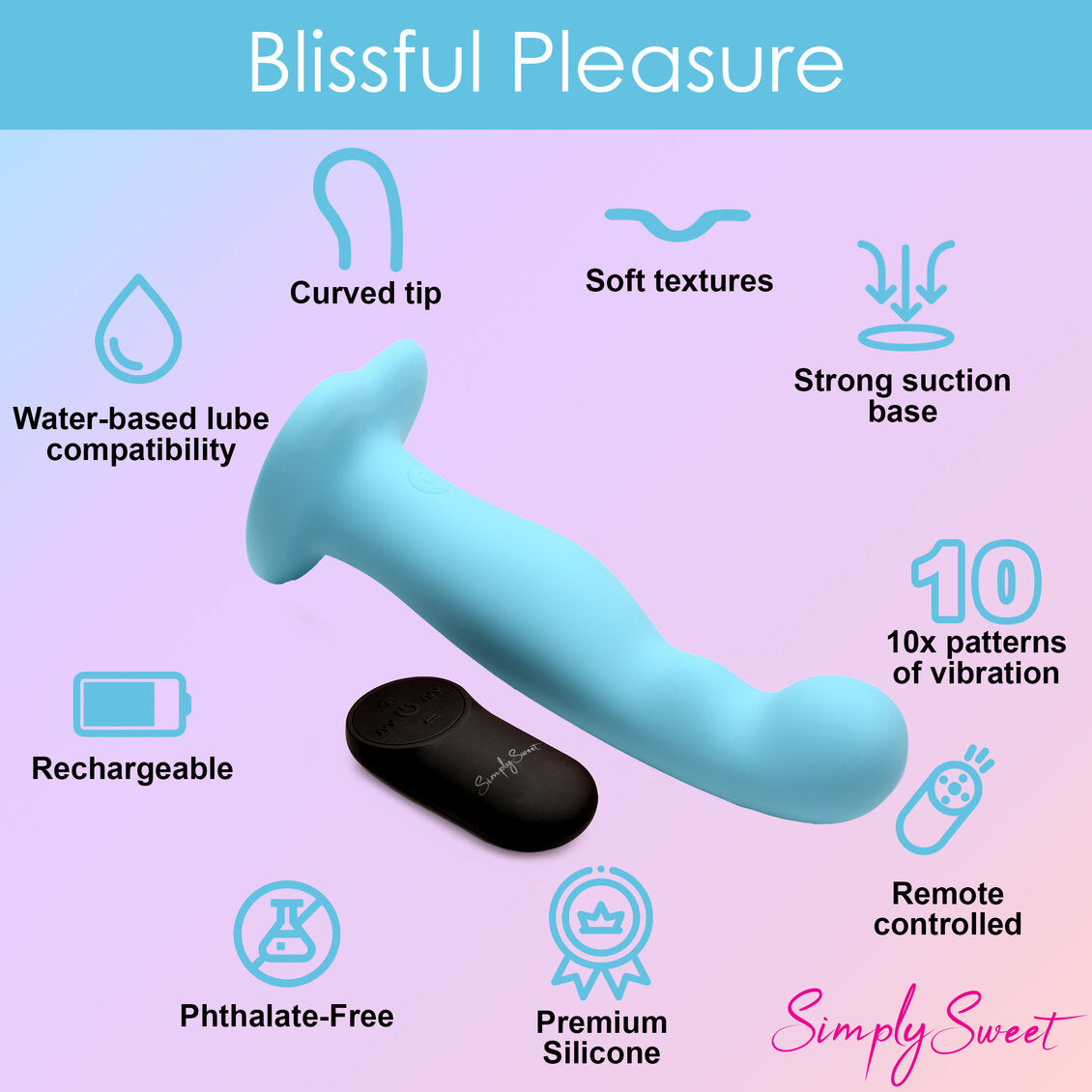 Simply Sweet Vibrating Thick Silicone Dildo W/ Remote