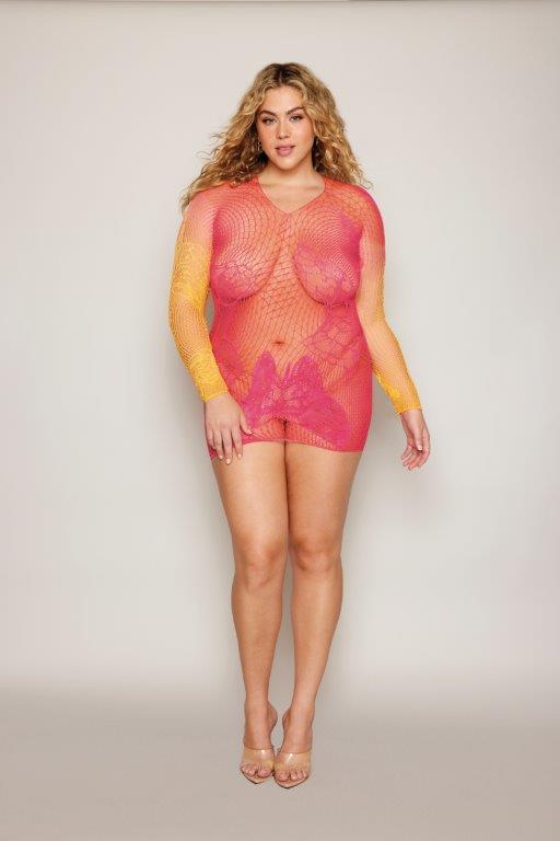 Two-tone Ombre Seamless Bodystocking Watermelon/mimosa Osq