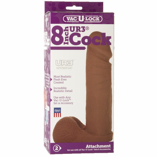 Vac U Lock Ultraskyn Cock Brown 8in