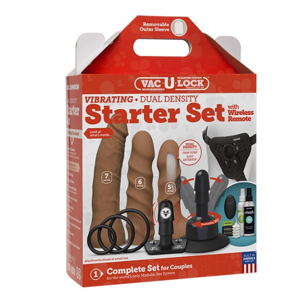 Vac-u-lock Vibrating Dual Density Starter Set Caramel