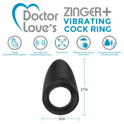 Rechargeable Vibrating Cock Ring Black