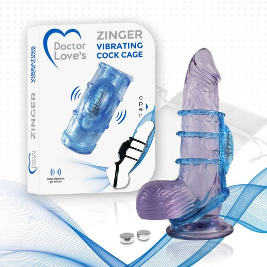 Doctor Love Zinger Vibrating Cock Cage Blue