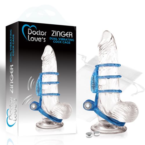 Doctor Love Zinger Dual Vibrating Cock Sleeve Blue