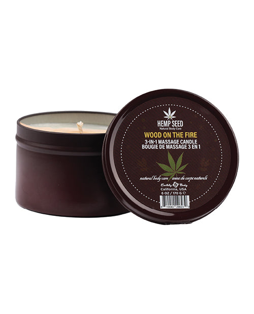 Hemp Seed 3-in-1 Wood On The Fire Candle 6 Oz