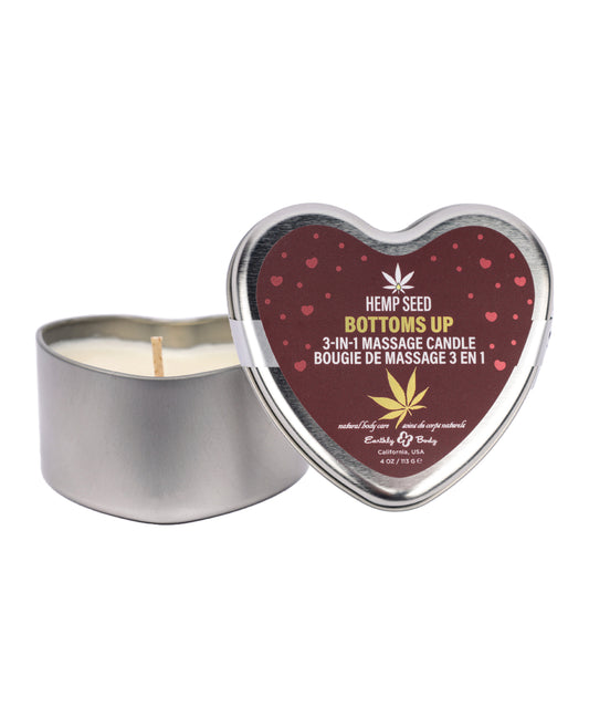 Hemp Seed 3 N 1 Valentine's 2025 Massage Candle Bottom's Up 4.7 Oz