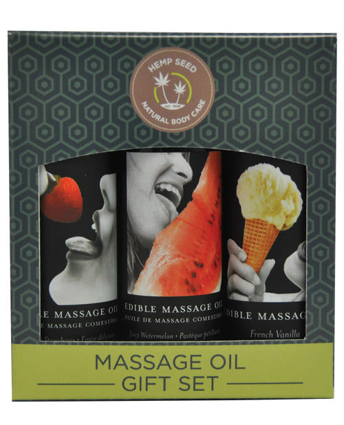 Edible Oil Massage Gift Set Box 3 2oz Bottles