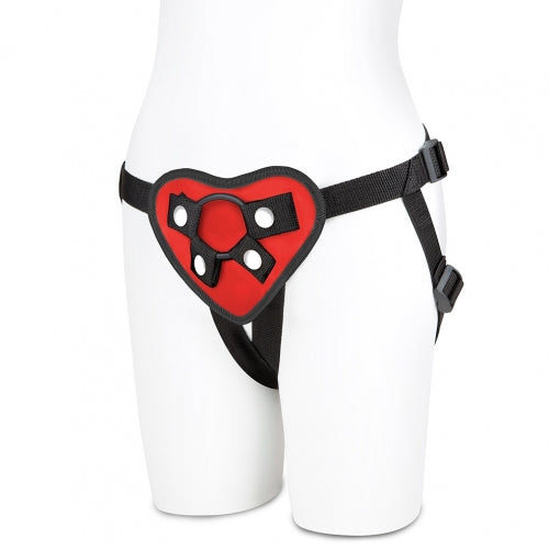 Lux Fetish Red Heart Strap On Harness