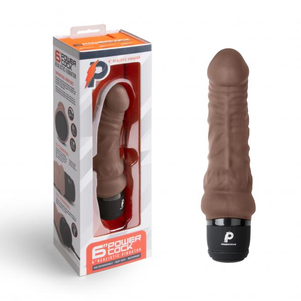 Powercocks 6in Vibrator Dark Brown