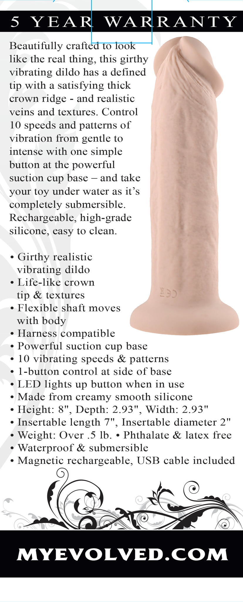 Evolved 7in Girthy Vibrating Dong Light