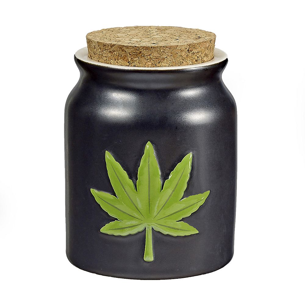 Green Leaf Stash Jar