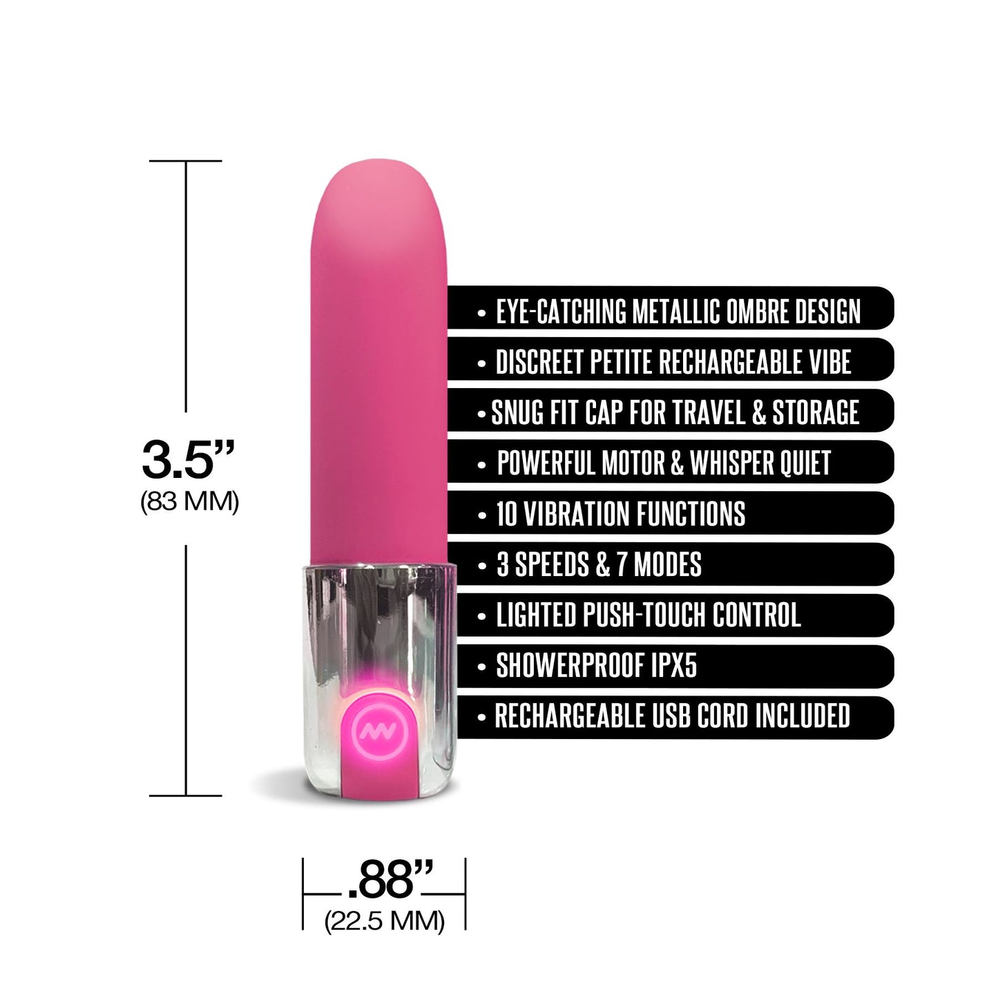 Nixie Lipstick Vibrator Pink Ombre