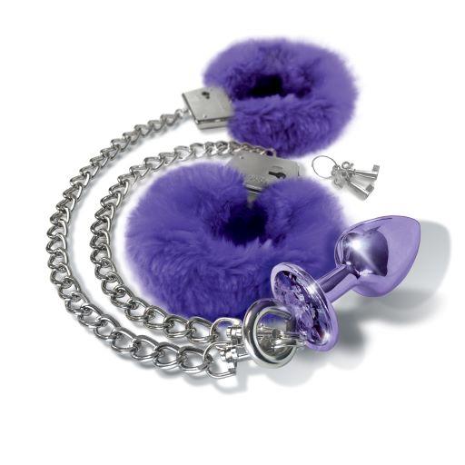 Nixie Metal Plug & Furry Cuff Set Purple Metallic