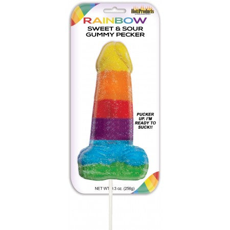 Sweet & Sour Jumbo Rainbow Gummy Cock Pop