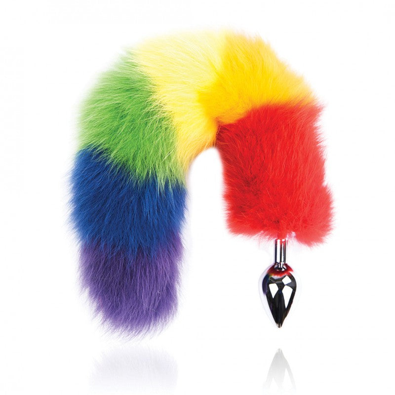 Rainbow Foxy Tail W/stainless Steel Butt Plug