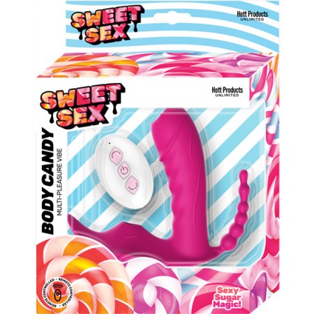 Sweet Sex Body Candy Silicone Toy W/ Tongue & Beads Magenta