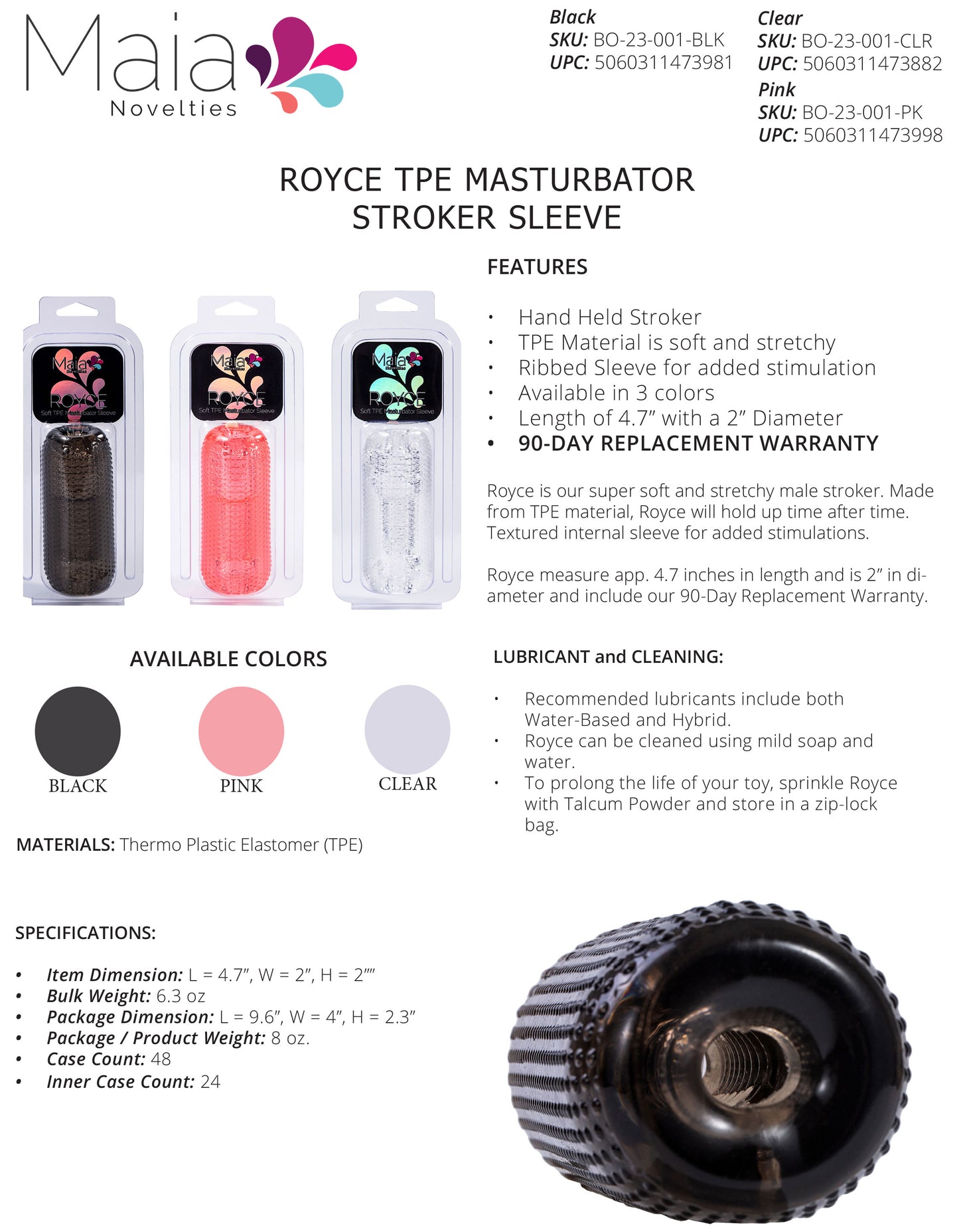 Royce Crystal Masturbator Black