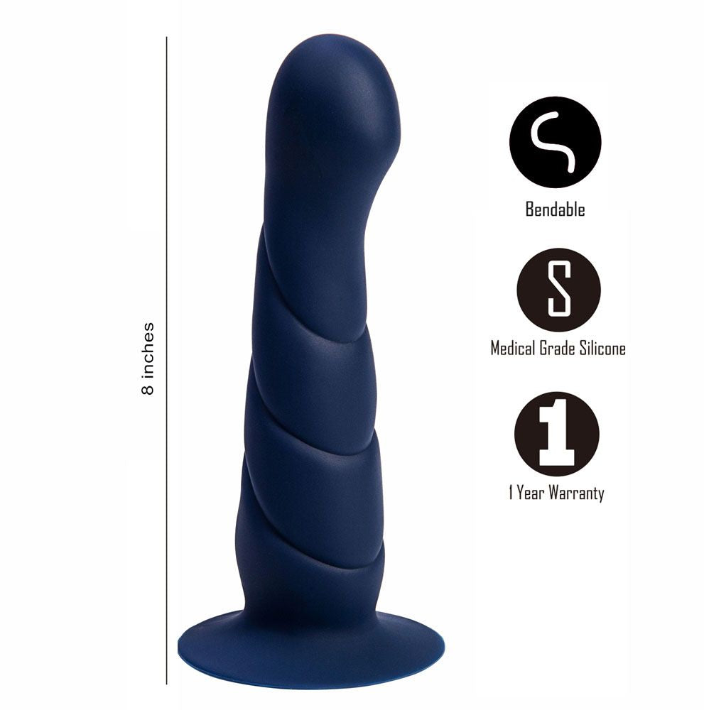 Marin 8 In Posable Silicone Dong Blue