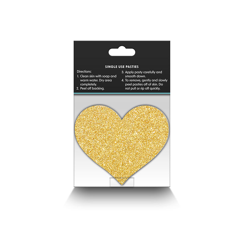 Pretty Pasties Glitter Hearts Black/gold 2 Pair