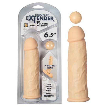 The Great Extender 1st Silicone Vibrating Sleeve 6.5 In Flesh