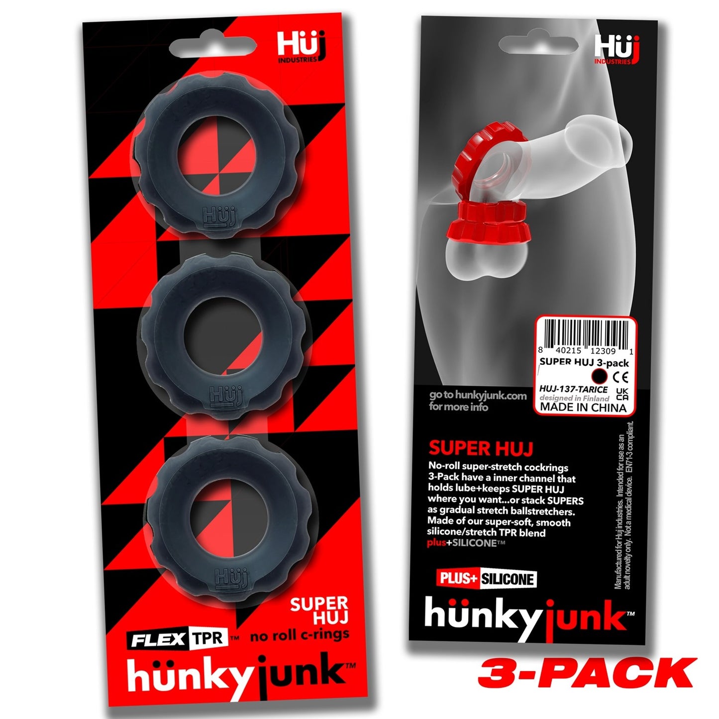 Super Huj 3pk Cock Rings Tar Ice