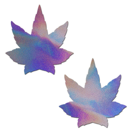 Pastease Indica Pot Leaf Silver Holographic Pasties