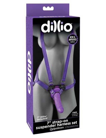 Dillio 7 Strap On Suspender Harness Set Purple "