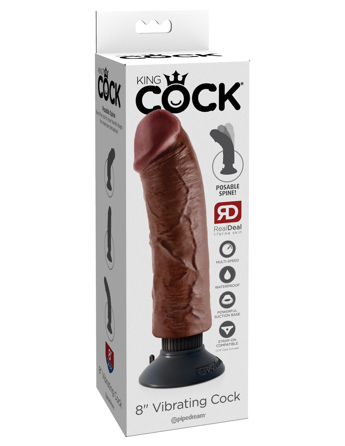 King Cock 8 In Cock Brown Vibrating