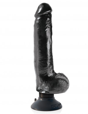 King Cock 9 In Cock W/balls Black Vibrating