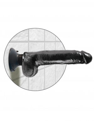 King Cock 9 In Cock W/balls Black Vibrating