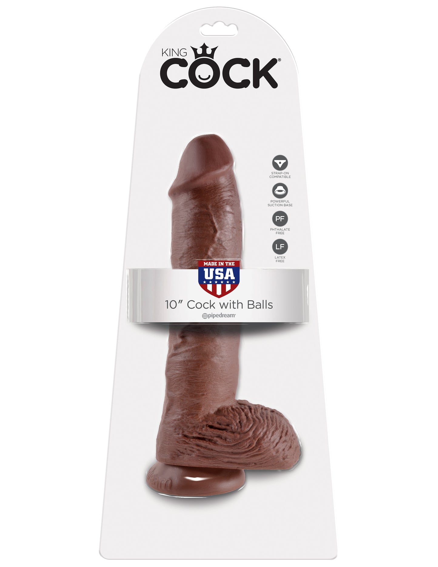 King Cock 10 In Cock W/balls Brown