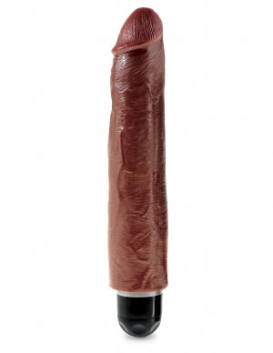 King Cock 10 In Vibrating Stiffy Brown