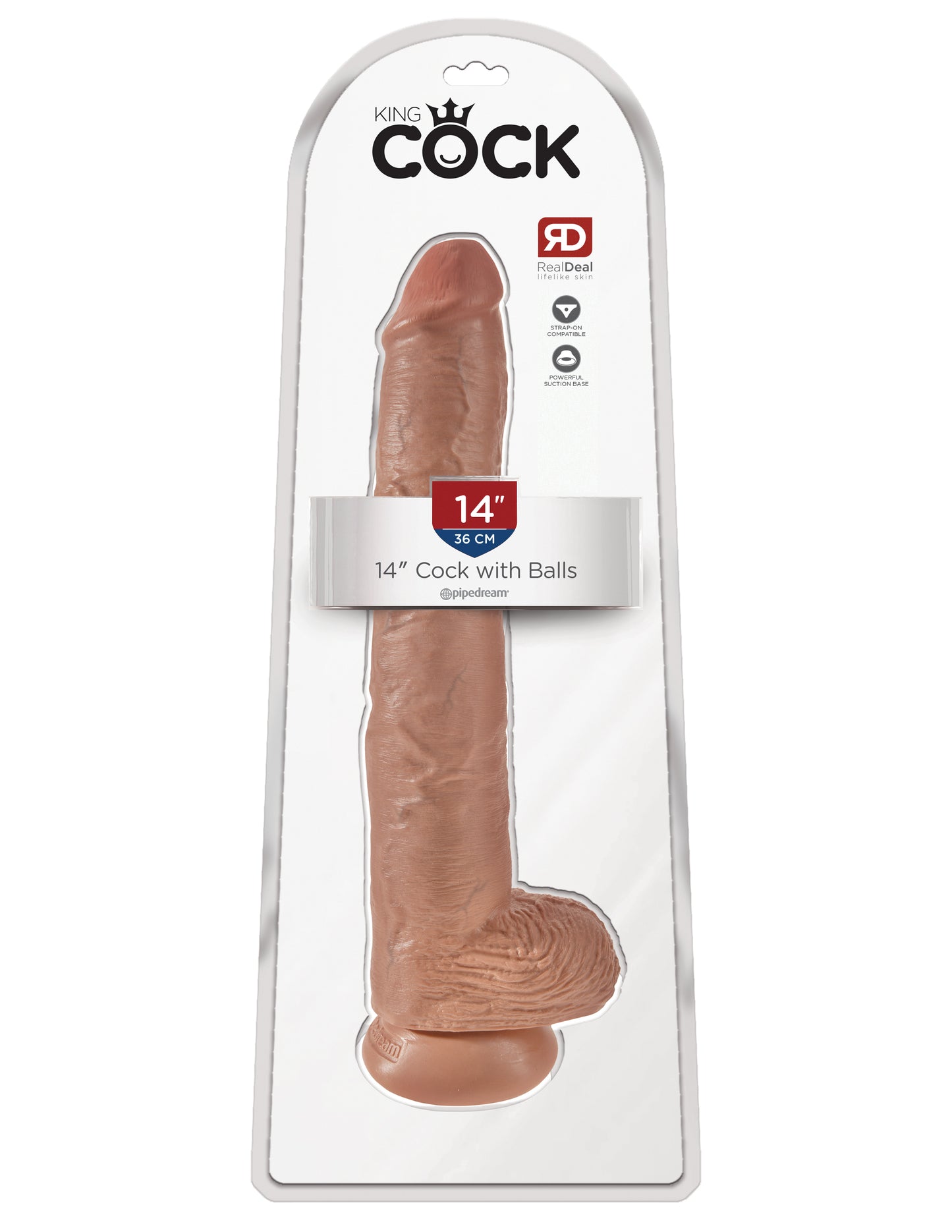 King Cock 14 In Cock W/balls Tan