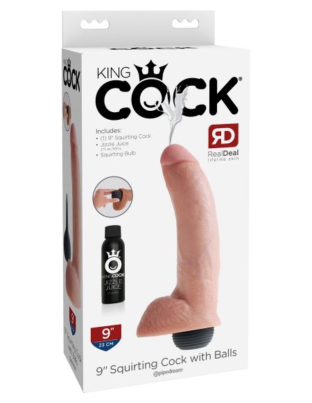 King Cock 9 In Squirting Cock W/ Balls Light