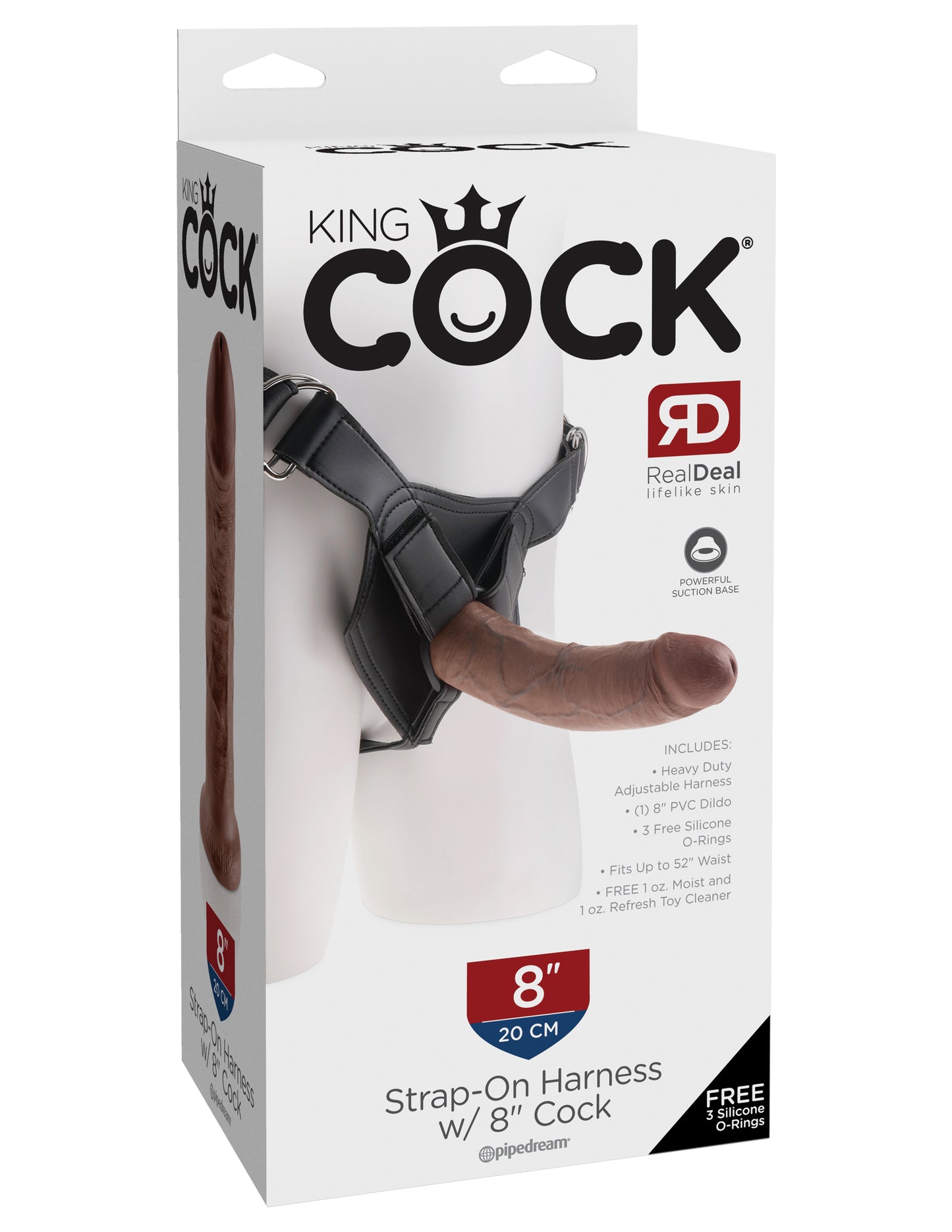 King Cock Strap On Harness W/ 8 In Cock Brown