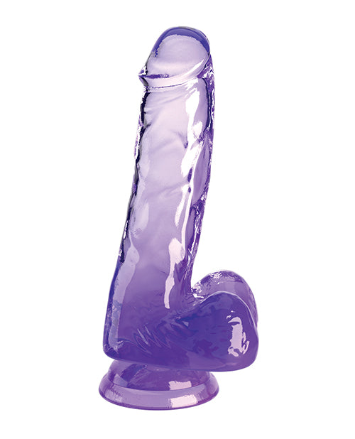 King Cock Clear 6in W/ Balls Purple