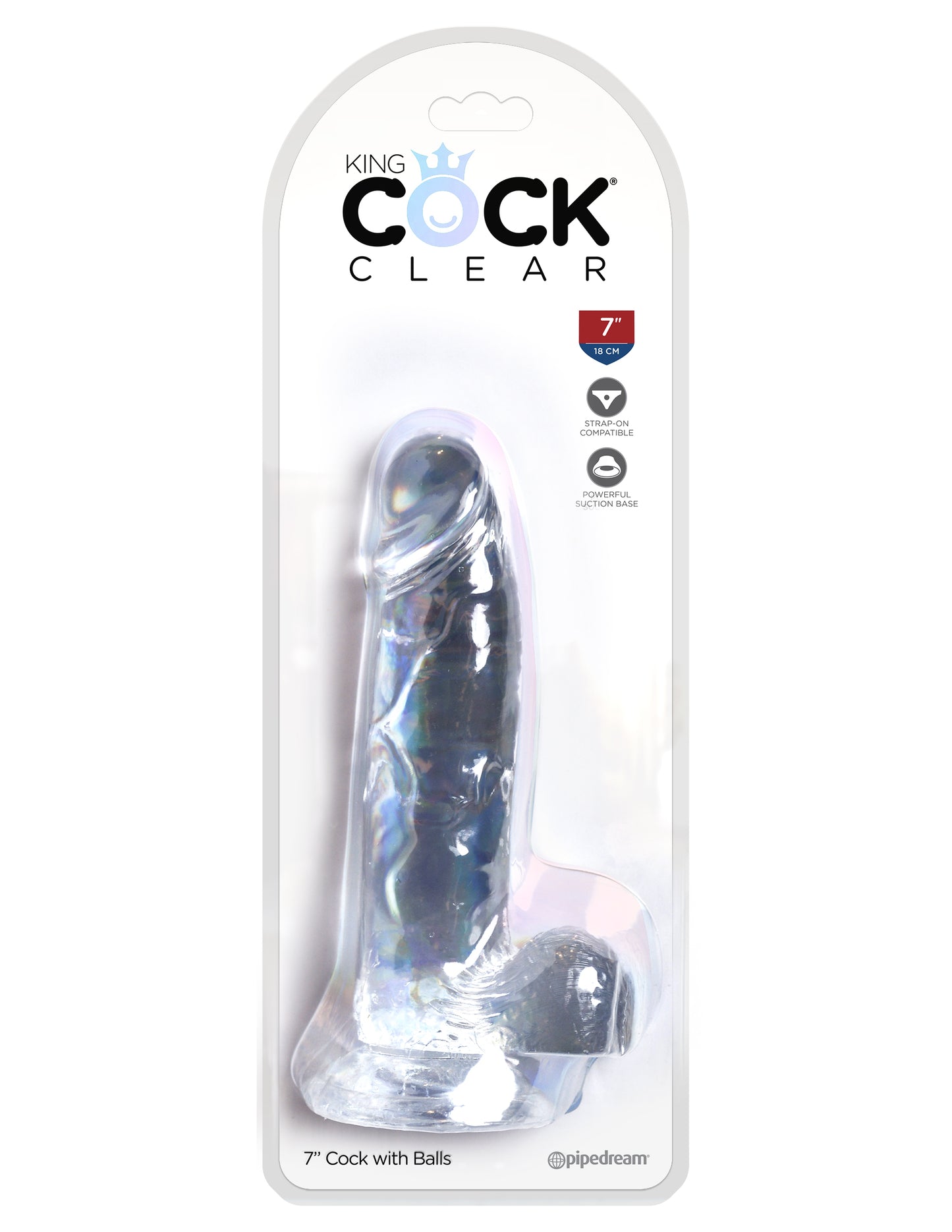 King Cock Clear 7 In Cock W/ Balls