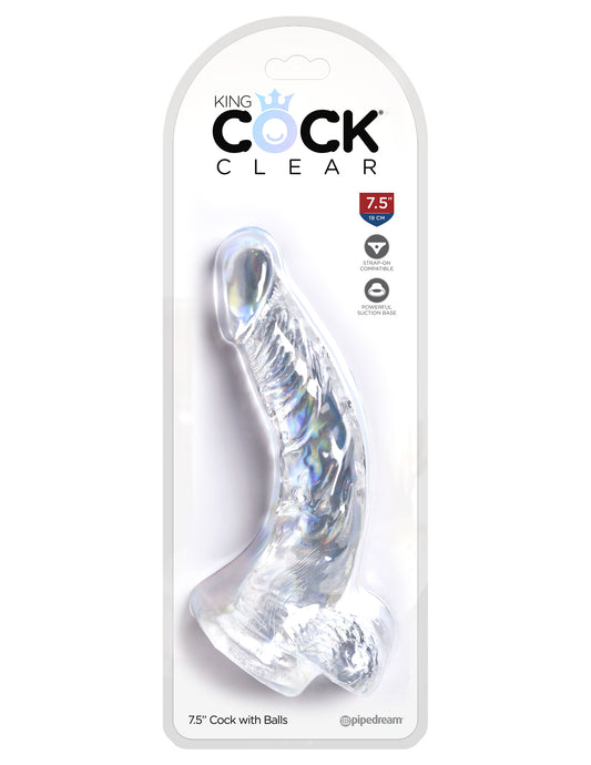 King Cock Clear 7.5 In Cock W/ Balls