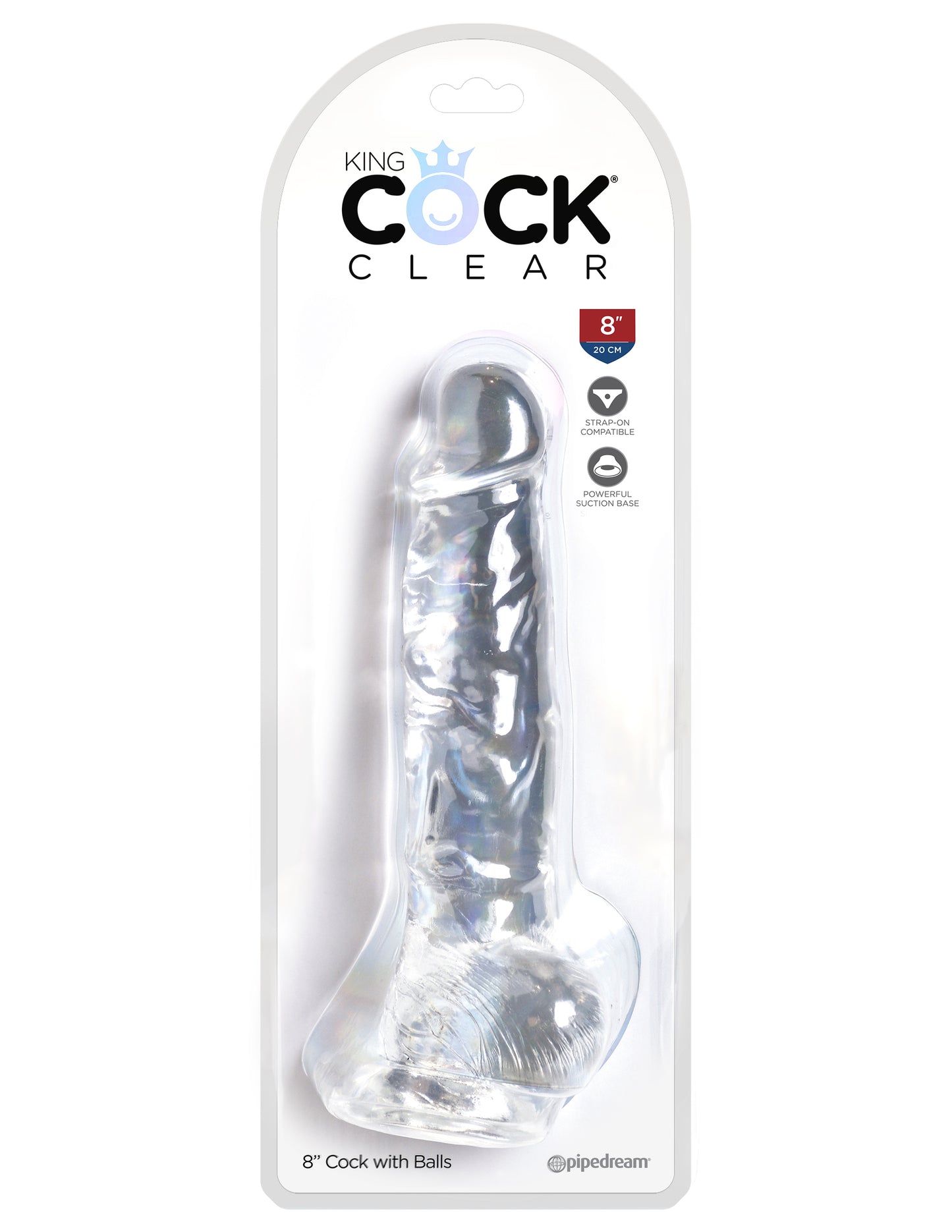 King Cock Clear 8 In Cock W/ Balls