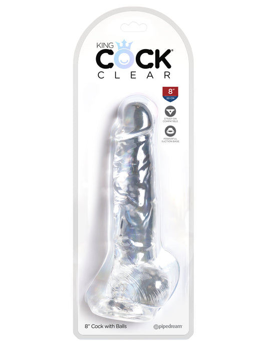 King Cock Clear 8 In Cock W/ Balls