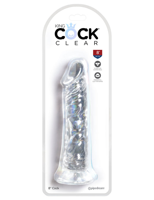 King Cock Clear 8 In Cock W/o Balls