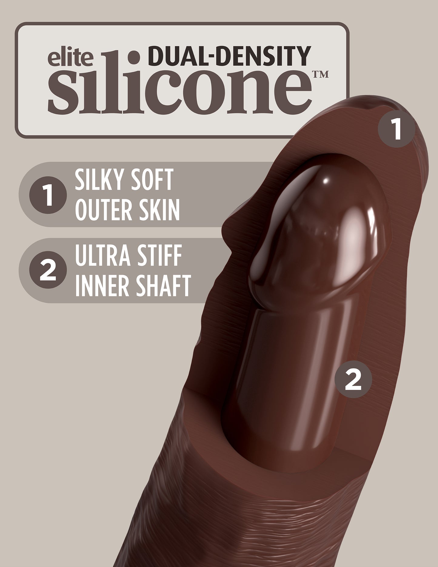 King Cock Elite 11 In Dual Density Brown