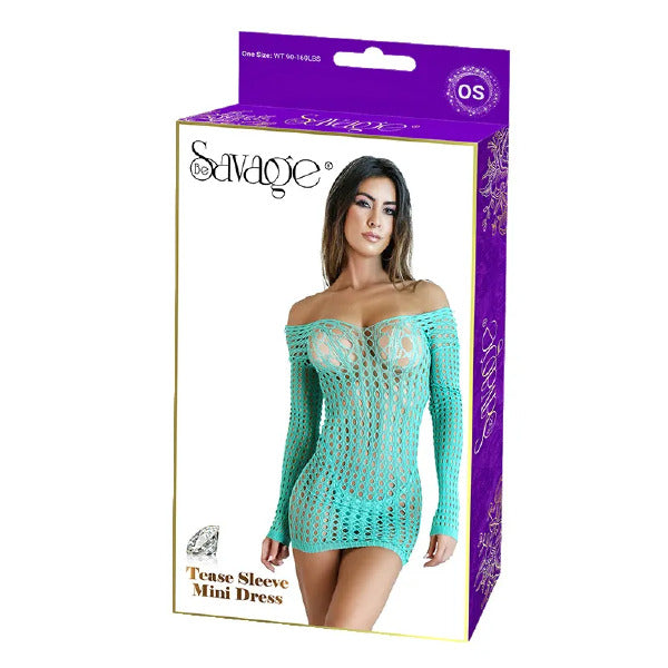 Tease Sleeve Mini Dress Green