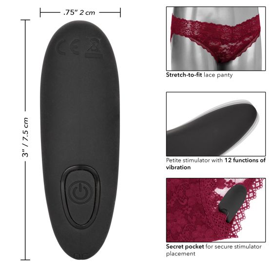 Remote Control Lace Panty Set S/m Burgundy