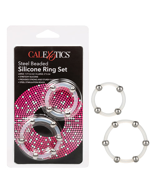 Steel Beaded Silicone Ring Set