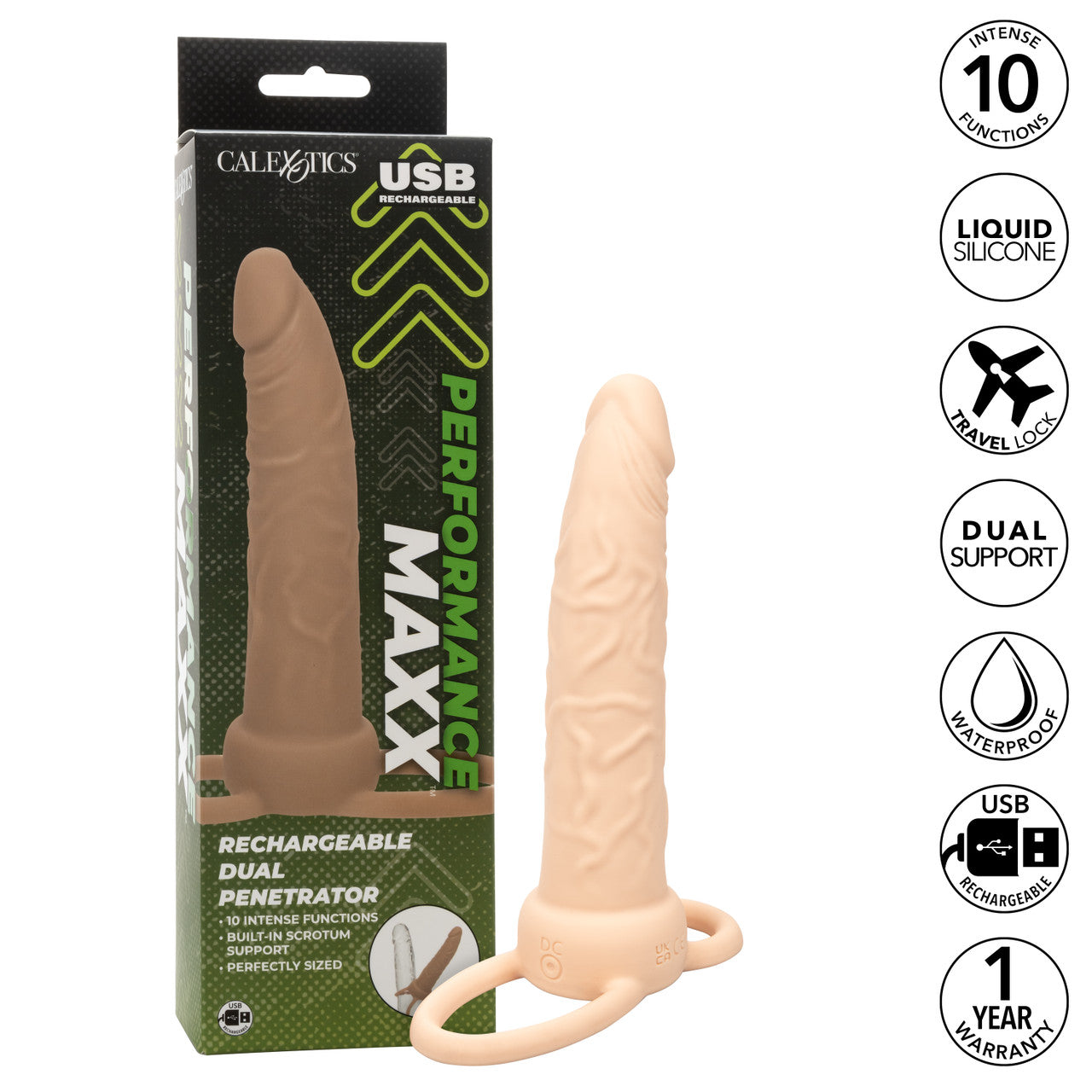 Performance Maxx Rechargeable Dual Penetrator Ivory