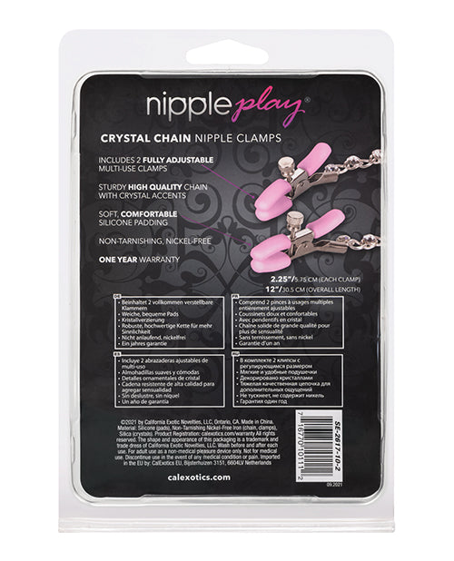 Nipple Play Crystal Chain Nipple Clamps Pink