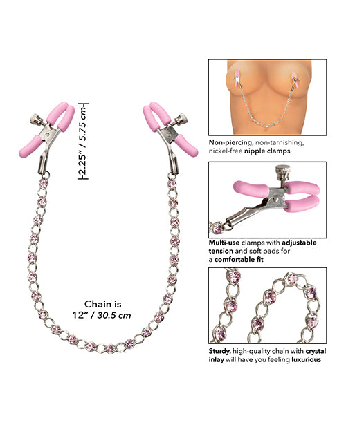 Nipple Play Crystal Chain Nipple Clamps Pink