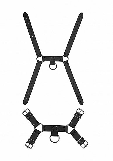 Ouch! Skulls & Bones Male Harness W/ Spikes Black