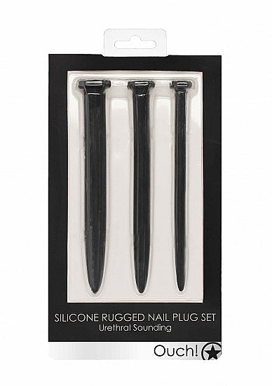 Silicone Rugged Nail Plug Set Urethral Sounding Black