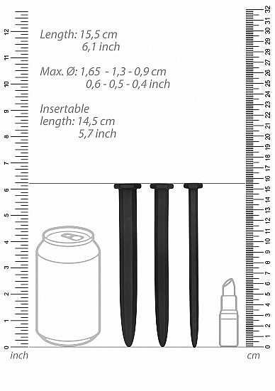 Silicone Rugged Nail Plug Set Urethral Sounding Black